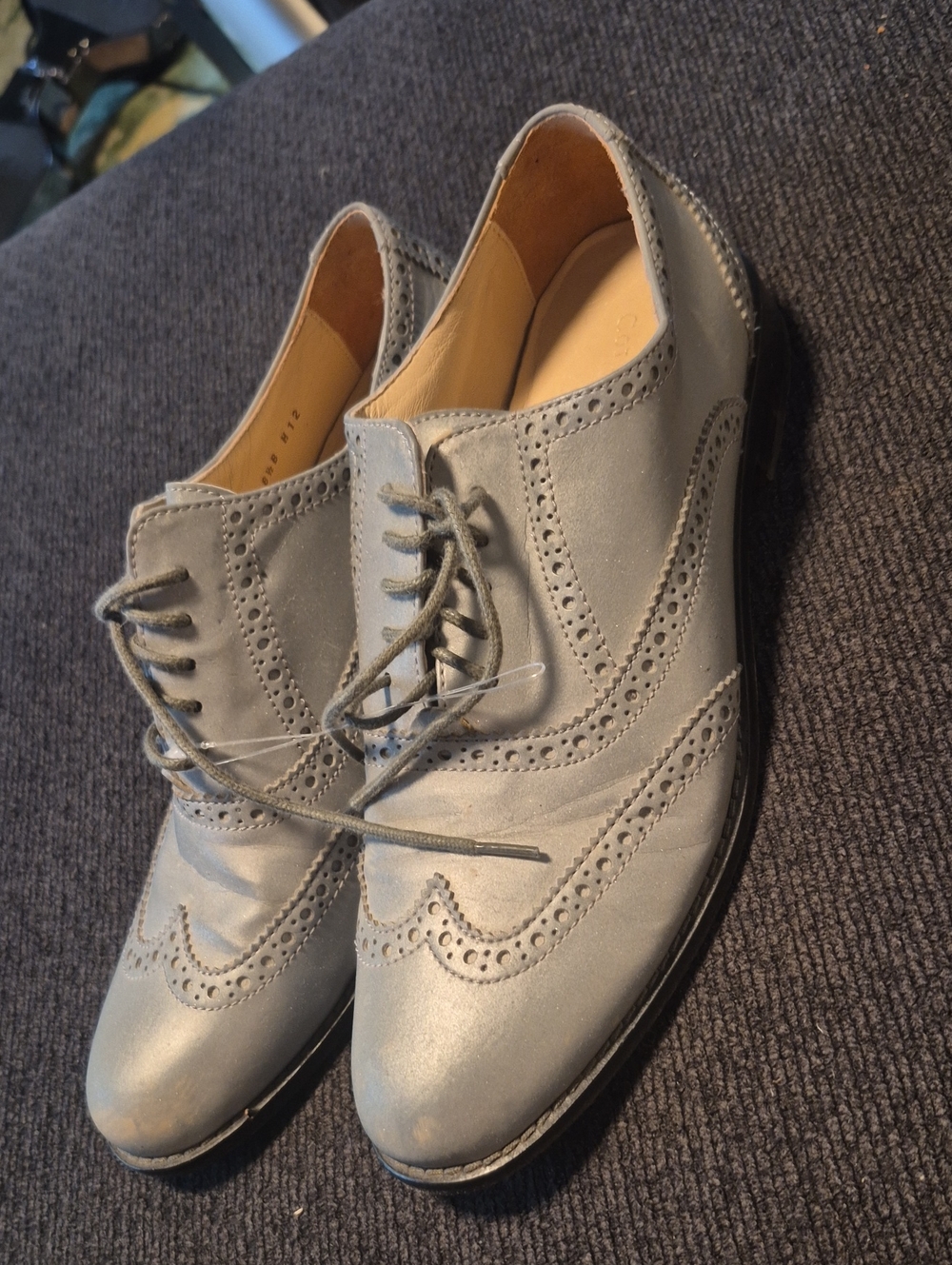 Cole Haan Light Gray Wingtip Oxford Lace-Up Shoes